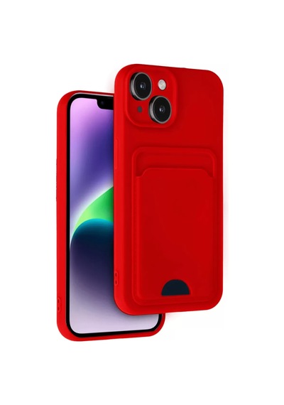 Newface Apple İphone 14 Kılıf Kelvin Kartvizitli Silikon - Kırmızı