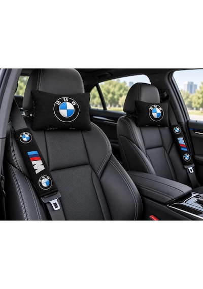 Bmw Siyah İkili Yastık Ve Kemer Kılıfı Seti