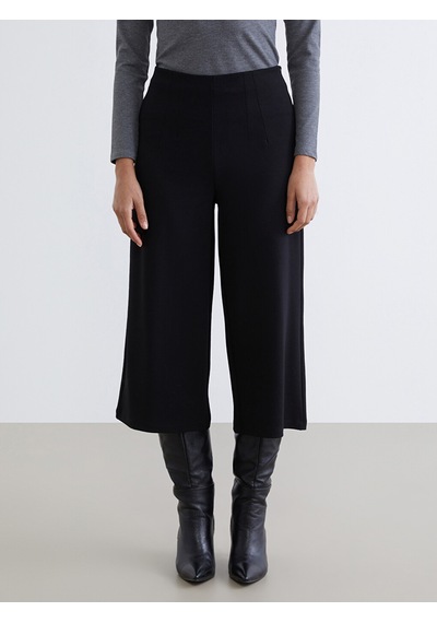 Lcw Modest Siyah Beli Fermuarlı Geniş Paça Kadın Pantolon