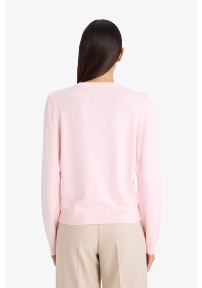 Defacto Regular Fit Bisiklet Yaka Triko Hırka G8679ax26sppn344 Pembe-pn344