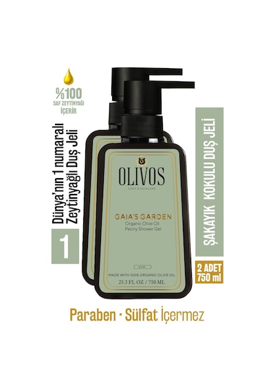 %100 Doğal Şakayık Kokulu Zeytinyağlı Banyo Ve Duş Jeli Kuru Cilt Nemlendirici Ve Besleyici 2 Adet 750 Ml Şakayık