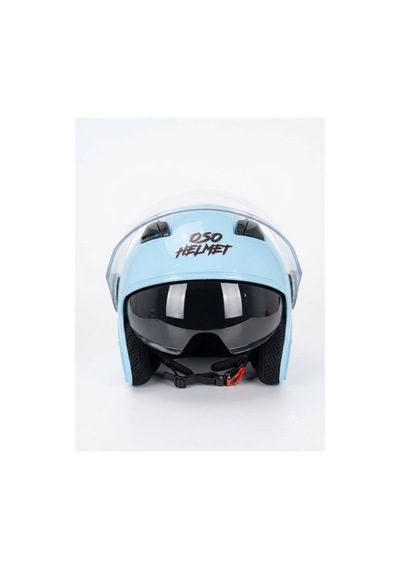 Oso Helmet Yarım Kask Gözlüklü Açık Mavi - M Beden Mavi