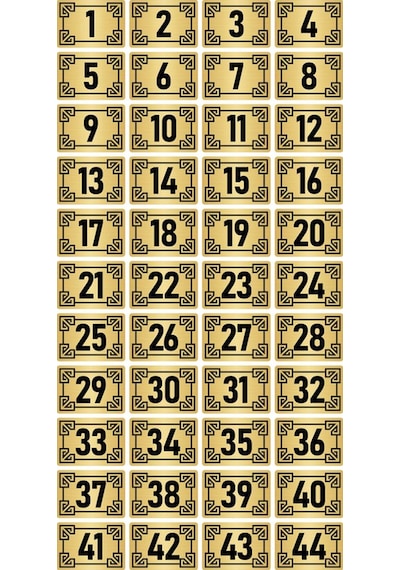 Metal Kapı Masa Dolap Numara Levhası 3,5x5cm Altın Renk 44 Adet (1…44)