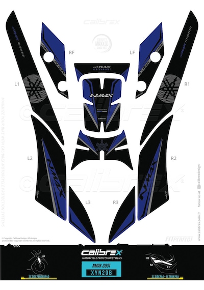 Yamaha Nmax 2021 Sonrası Mavi Tank Pad Seti