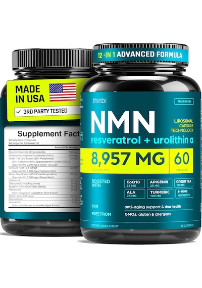 Thinbi Nmn & Nad Supplement 8957mg With Urolithin A, 60 Kapsül