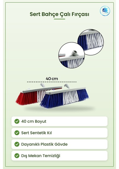 Sert Bahçe Çalı Fırçası 40 Cm Sentetik Kıl Dayanıklı Plastik Dış