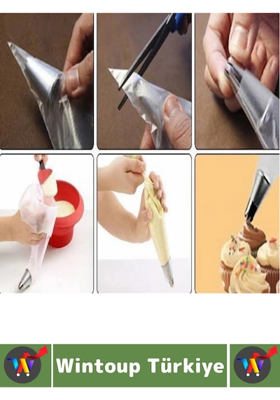 Premium Profesyonel Hobi Mutfak Pasta Kek Süsleme Çok Şık Pratik Krema Sıkma Seti 10 Parça 2 Adet Çok Renkli