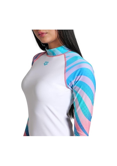 Arena 010043108 Rash Vest L/s Graphic Kadın Yüzücü T-shirt Beyaz