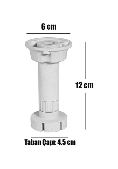 Mobilya Kanepe Baza Tezgah Dolap Ünite Ayağı Ayarlı 12 Cm Gri Ayak 4 Adet