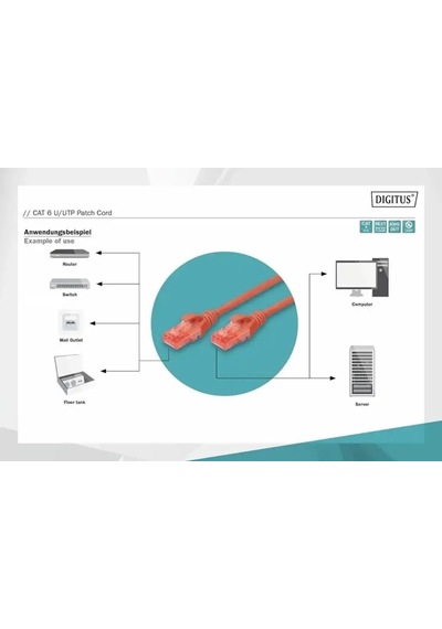 Dıgıtus 1metre Cat6 Utp Dk-1617-010/r Kırmızı Patch Kablo 10'lu Paket