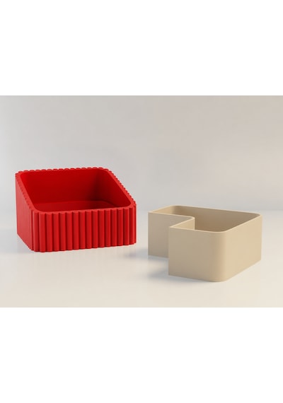 Buradabulabilirsin 3d Baskı Fıstık Kasesi - Çift Hazneli Kabuk Ayırıcı Sunum Kasesi - Kırmızı Bej Bbz