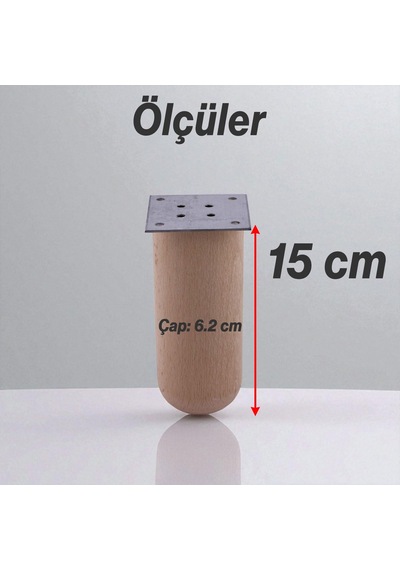 Bohem Doğal Ahşap Silindir Ayak 15 Cm Aparat Dahil Mobilya Koltuk Kanepe Sehpa Masa Ayağı Ayakları 6395751