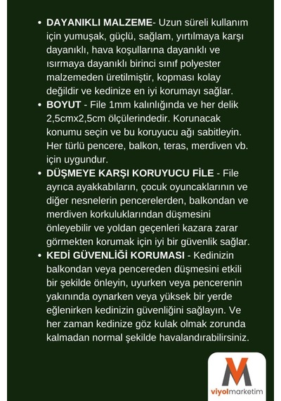 Balkon Filesi 3x8 Metre Kuş Filesi Kedi Filesi Kuş Ağı Kuş Önleme Filesi