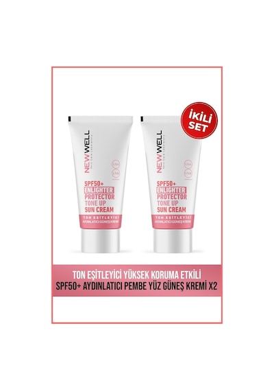 2 Adet Ton Eşitleyici Yüksek Koruma Etkili Spf50+ Aydınlatıcı Pembe Yüz Güneş Kremi 50 Ml