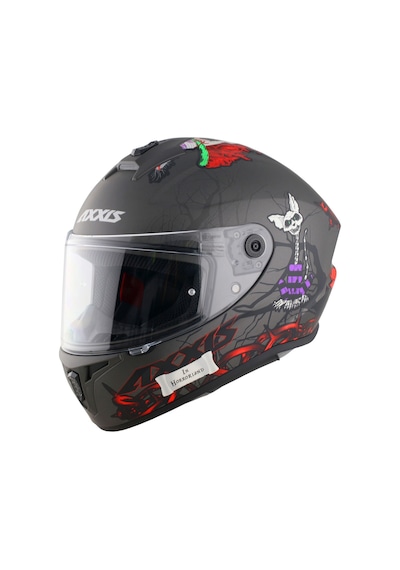 Axxis Draken S Horrorland Şeffaf Cam Kapalı Kask Beyaz - Kırmızı - Titanium