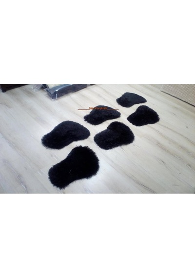 Yamalı Home Tavşan Tüyü Siyah 30X46Cm 6'Lı Ayak Paspası Seti