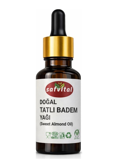 Safvital Tatlı Badem Yağı %100 Saf 20 Ml Saç Cilt Kaş Kirpik Besleyici Doğal Bakım Yağı Soğuk Pres