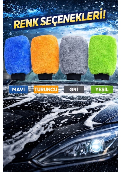 Premıum Mikrofiber Oto Yıkama Eldiveni Gri