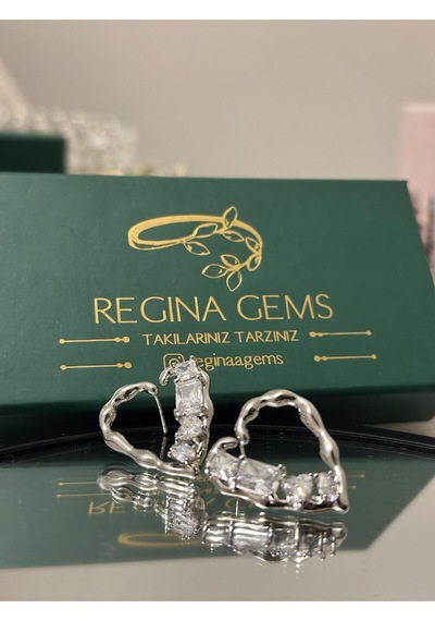 Golden Cascade Crystal Hoop Küpe Gümüş