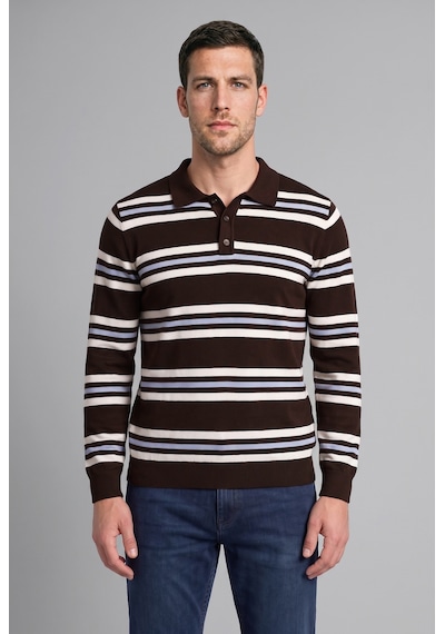 Defacto Standart Fit Polo Yaka Çizgili Triko Kazak H5747ax26aubn116 Kahve-bn116