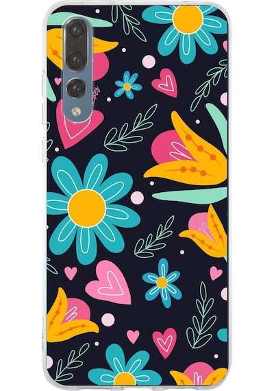 Huawei P20 Pro İle Uyumlu 1mm Slim Fit Retro Renkler 1 Baskılı Şeffaf Kılıf Şeffaf