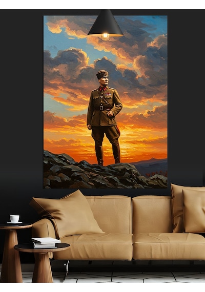 Dağ Zirvesinde Mustafa Kemal Atatürk Dekoratif Kanvas - Mdf Ahşap Tablo