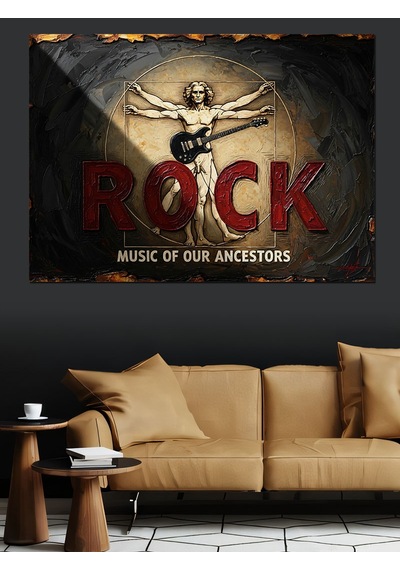 Ahşap Tablo Rock Müzik Temalı Vitruvius Adamı Hayvan Tabloları