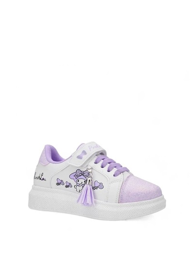 Zacoz Melodia Detaylı Simli Kız Çocuk Spor Ayakkabısı, Sneaker Beyaz Lila
