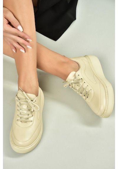 Fox Shoes U555250603 Bej Hakiki Deri Spor Ayakkabı Sneakers Bej-hakiki Deri