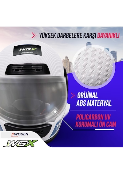 Wogen Fullface Kask Karbon Beyaz - Yeşil