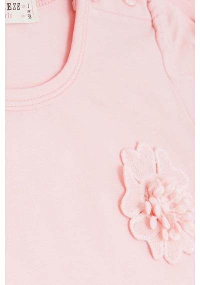 Breeze Kız Bebek Tişört Çiçek Nakışlı 9 Ay-3 Yaş, Pembe-pembe Pembe