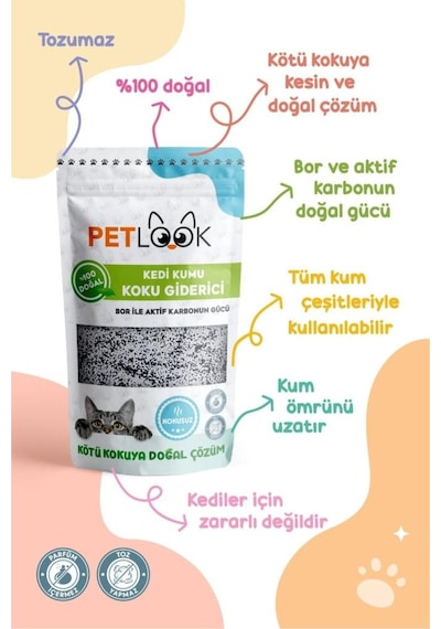 Petlook Active Carbon Kedi Kumu Koku Giderici Kokusuz 300 G
