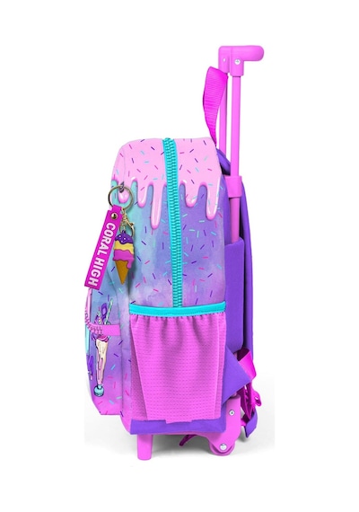 Minik Yuva Çekçekli Sırt Çantası Pembe Mor Milkshake Dondurma Desenli İki Bölmeli 24049