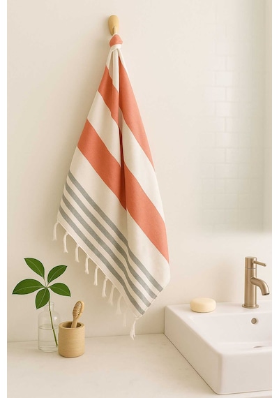 Mimoza Unisex Peştemal Plaj Havlusu 100x180 Cm %100 Pamuklu Soft Kırmızı-siyah 11
