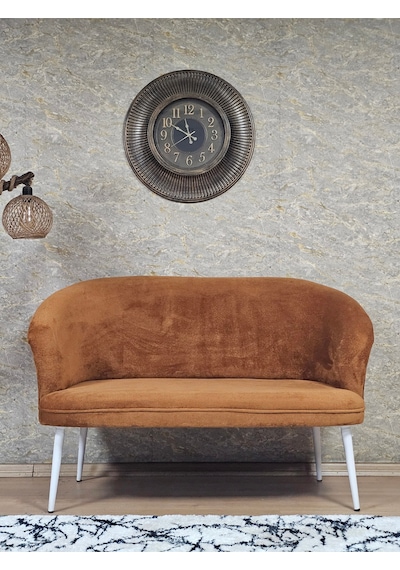 Zafir İkili Teddy Beyaz Boyalı Sivriltme Ayak Çay Seti Koltuk İkili Berjer , Balkon, Salon, Ofis Kiremit