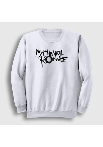 Presmono Unisex Logo My Chemical Romance Sweatshirt Beyaz