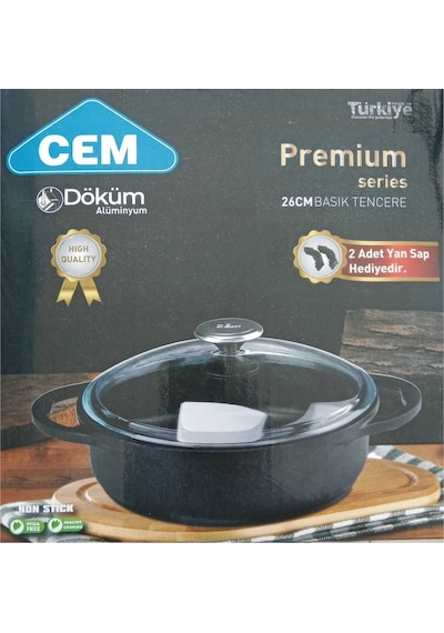 Premium Serisi 26 Cm Alüminyum Döküm Basık Karnıyarık Tencere Kutulu