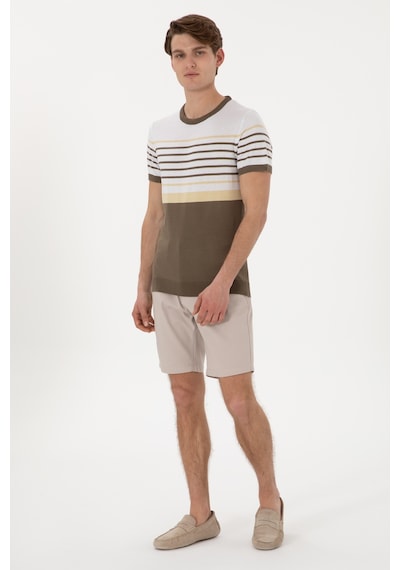 U.S. Polo Assn. Erkek Slim Fit Bisiklet Yaka Vizon Tişört 50299358-VR052