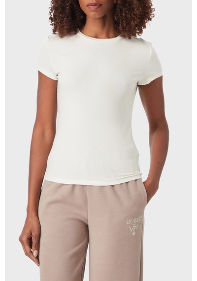 Guess Lotus T Shirt Kadın T Shirt V6yı24 K4787 G1o6 Ekru
