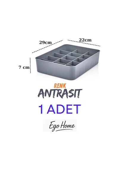 15 Bölmeli Düzenleyici, Saat, Takı, Toka, Çorap, İç Çamaşırı Organizeri 1 Adet Antrasit