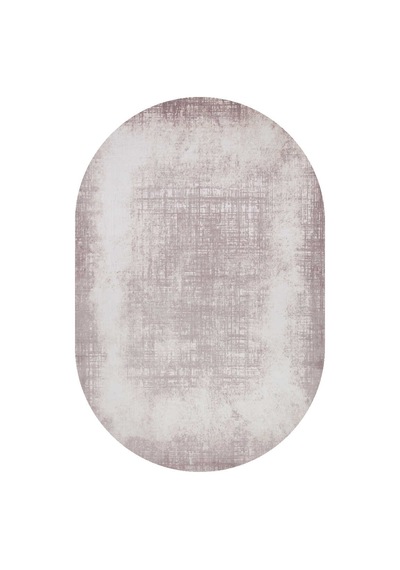 Geometrik Abstract Desenli Prato İpeksi Lüks Viskon Oval Halı Pr05 Krem