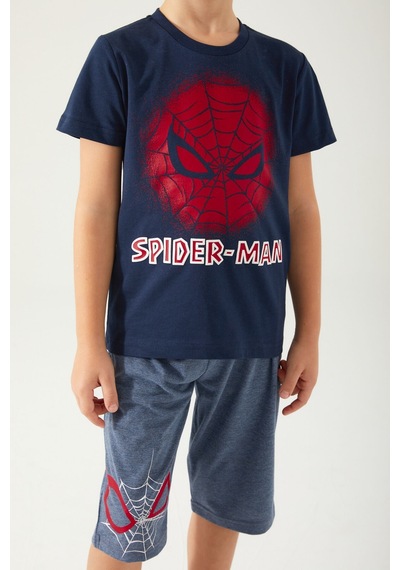 Spiderman Mask Lacivert Erkek Çocuk Kapri Takım Lacivert