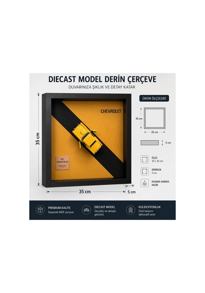 35 35cm 3d Çerçeveli Diecast Model Araba -shadowbox, 5 Cm Derin Çerçeveli, Ofis Dekorasyon 99230412