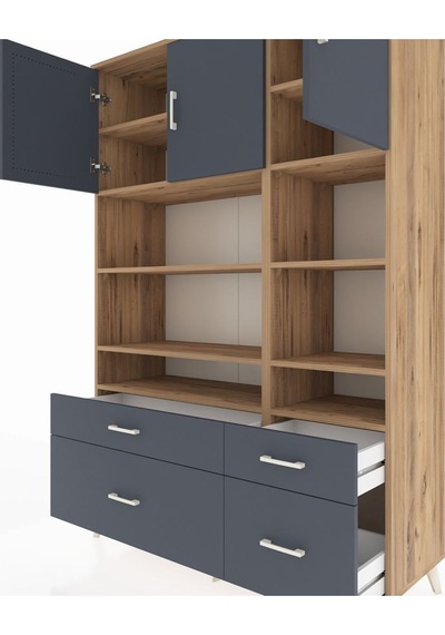 Hyperion Dolap 10 Raflı 4 Çekmeceli 3 Kapaklı 132x44x195 Çam-antrasit/antrasit Antrasıt/antrasıt Hyperion Dolap 10 Raflı 4 Çekmeceli 3 Kapaklı 132x44x195 Çam-antrasit/antrasit Antrasıt/antrasıt
