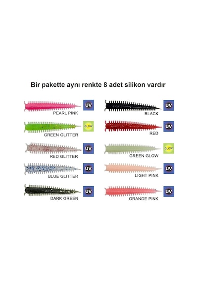 Kendo Zombie Worm Lrf Silikonu 4cm 8'li Paket Yaban Mersini Kokulu İğnesiz