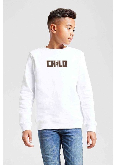 Tshirthane Chıld Baskılı Unisex Çocuk Beyaz Sweatshirt