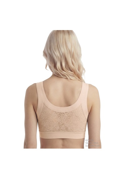 Cottonill Seamless Bra - Lunessa Lazer Kesim Dikişsiz Önden Düğmeli Dantelli Minimizer Kadın Sütyen 3'lü Paket Çok Renkli
