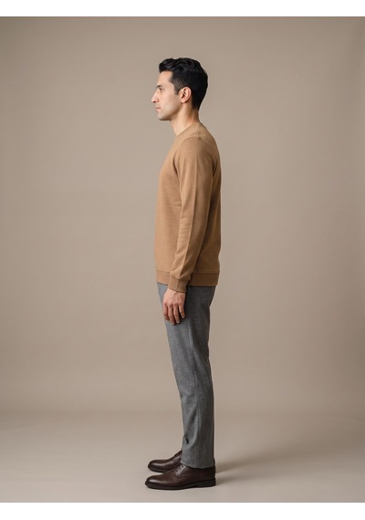 Maccali Erkek Taba Selanik Bisiklet Yaka Sweatshirt
