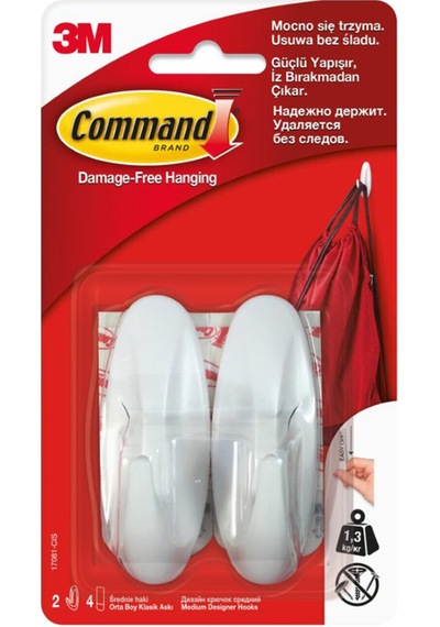 Command Orta Boy 2'li Askı 4 Adet Çok Renkli