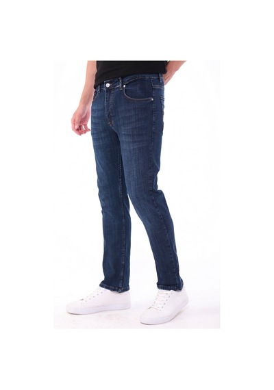 Blayn Jeans Erkek Mavi Diz İzi Yapmayan Pamuklu Esnek Denim Jean Kot Pantolon Regular Kalıp Kobalt